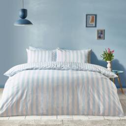 Rackhams Stripe Tease Reversible Duvet Cover Set Blue - Single - Blue - thumbnail 1