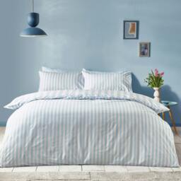 Rackhams Stripe Tease Reversible Duvet Cover Set Blue - Single - Blue - thumbnail 2