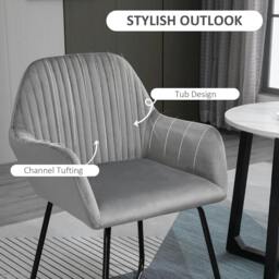 Rackhams Modern Arm Chair Upholstered Accent Chair with Metal Base for Living Room Grey - thumbnail 4