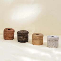 Rackhams Rattan Round Tissue holder - 4 Colours - Natural - thumbnail 2
