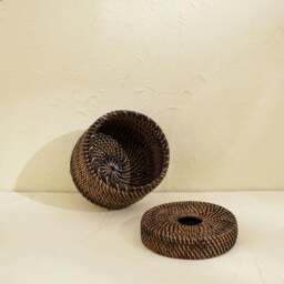 Rackhams Rattan Round Tissue holder - 4 Colours - Natural - thumbnail 5