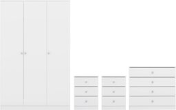 Rackhams Denver 3 Door Triple Wardrobe 4 Piece Bedroom Set - White Gloss