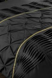 Rackhams Eleanor Pin Tuck Duvet Cover Set - Black - Super King - thumbnail 3