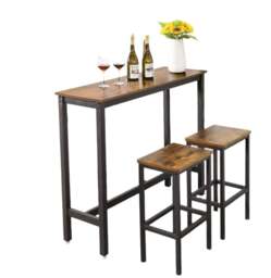 Rackhams Bar Table Desk, Industrial Style, 120x40x100 cm, Vintage Brown and Black, Sturdy Metal Frame - thumbnail 3