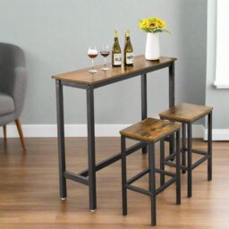 Rackhams Bar Table Desk, Industrial Style, 120x40x100 cm, Vintage Brown and Black, Sturdy Metal Frame - thumbnail 2