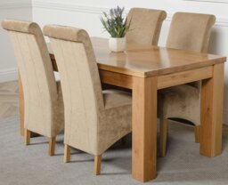 Rackhams Dakota Medium Oak Dining Table with Montana Fabric Chairs - 6 chairs - Black - thumbnail 2