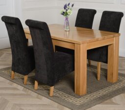 Rackhams Dakota Medium Oak Dining Table with Montana Fabric Chairs - 6 chairs - Black - thumbnail 4