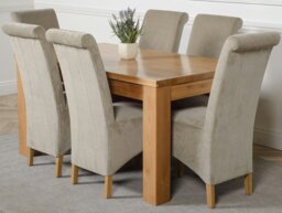 Rackhams Dakota Medium Oak Dining Table with Montana Fabric Chairs - 6 chairs - Black - thumbnail 6