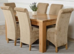 Rackhams Dakota Medium Oak Dining Table with Montana Fabric Chairs - 6 chairs - Black - thumbnail 3
