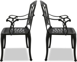 Rackhams Positano 2-Large Garden and Patio Bistro Chairs with Armrests in Cast Aluminium Black - thumbnail 4