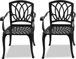 Rackhams Positano 2-Large Garden and Patio Bistro Chairs with Armrests in Cast Aluminium Black - thumbnail 2