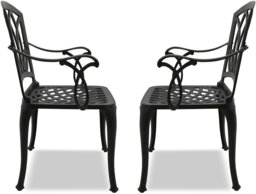 Rackhams Positano 2-Large Garden and Patio Bistro Chairs with Armrests in Cast Aluminium Black - thumbnail 5