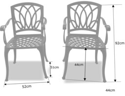Rackhams Positano 2-Large Garden and Patio Bistro Chairs with Armrests in Cast Aluminium Black - thumbnail 6