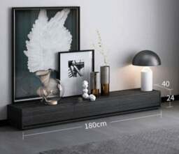 Rackhams Agnes TV Stand, Black Oak - TV Stand A (180cm) - thumbnail 1