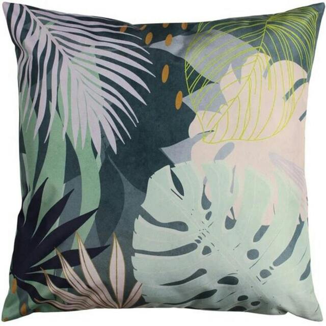 Rackhams Leaf Outdoor Cushion Cover - Teal - One Size - Teal - 100% Polyester - image 1