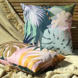 Rackhams Leaf Outdoor Cushion Cover - Teal - One Size - Teal - 100% Polyester - thumbnail 2