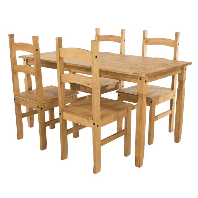 Rackhams Corona 5-Piece Rustic Spacious Dining Set - Antique Waxed Pine - image 1