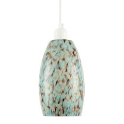 Rackhams Modern Duck Egg Marble Speckle Effect Glass Cylindrical Pendant Shade - thumbnail 1