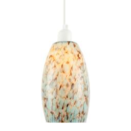 Rackhams Modern Duck Egg Marble Speckle Effect Glass Cylindrical Pendant Shade - thumbnail 2