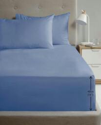 Rackhams Percale Pillowcase Pair - Blue - thumbnail 1