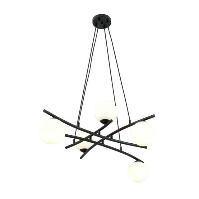 Rackhams ESSA Pendant lamp 5 x E14 Black with White Shade - image 1