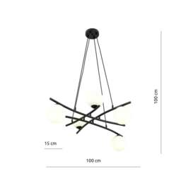 Rackhams ESSA Pendant lamp 5 x E14 Black with White Shade - thumbnail 4