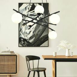 Rackhams ESSA Pendant lamp 5 x E14 Black with White Shade - thumbnail 3