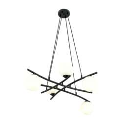 Rackhams ESSA Pendant lamp 5 x E14 Black with White Shade - thumbnail 1