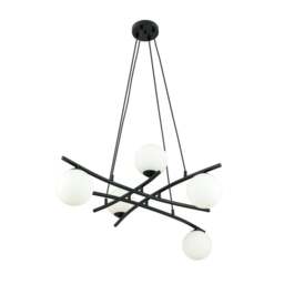 Rackhams ESSA Pendant lamp 5 x E14 Black with White Shade - thumbnail 2
