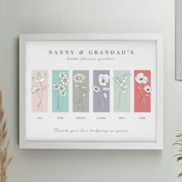 Rackhams Personalised Birth Flower Family of 6 White Framed Print - thumbnail 4