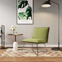 Rackhams Modern Linen Accent Chair with Chrome Crossed Frame - Picasso White - thumbnail 2