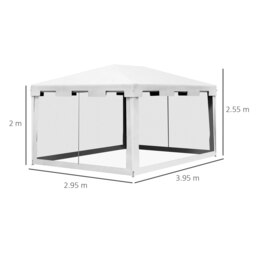 Rackhams 4 x 3m Party Tent Waterproof Garden Gazebo Canopy Wedding Cover Shade - 395cm x 295cm x 255cm - thumbnail 5