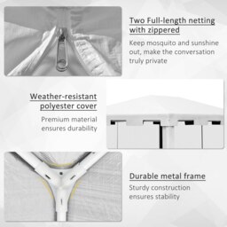 Rackhams 4 x 3m Party Tent Waterproof Garden Gazebo Canopy Wedding Cover Shade - 395cm x 295cm x 255cm - thumbnail 4