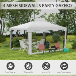 Rackhams 4 x 3m Party Tent Waterproof Garden Gazebo Canopy Wedding Cover Shade - 395cm x 295cm x 255cm - thumbnail 3