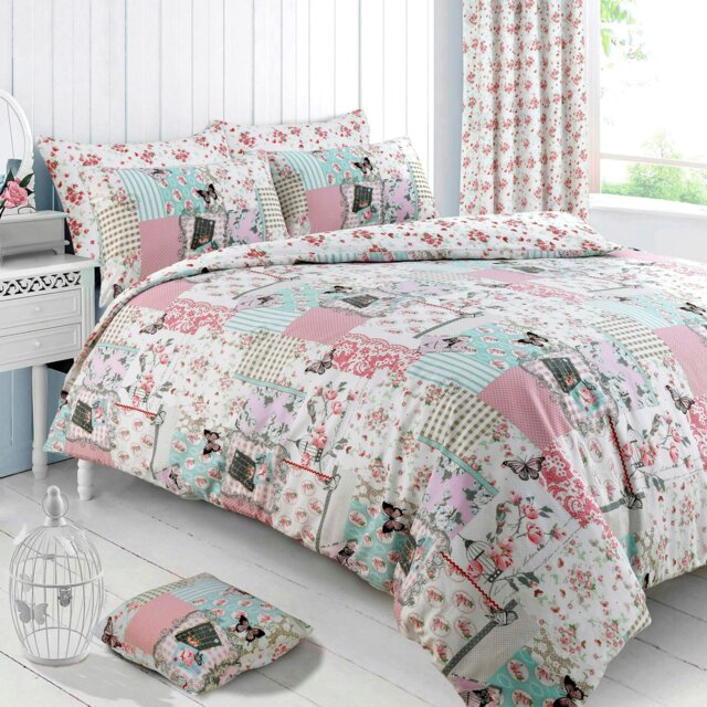 Rackhams Boutique Printed Cotton Blend Pink Duvet Cover and Pillowcase Set - Pink - Single - image 1