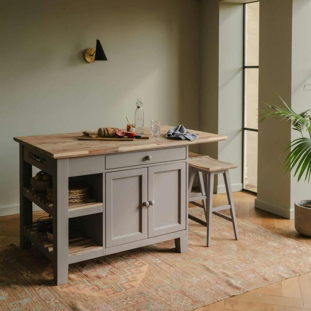 Rackhams Florence Kitchen Island with Cupboard and Shelves - Dove Grey - image 1