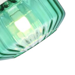 Rackhams Modern Emerald Green Ribbed Glass Non Electric Pendant Shade with Flat Style - thumbnail 3