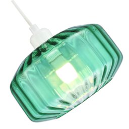 Rackhams Modern Emerald Green Ribbed Glass Non Electric Pendant Shade with Flat Style - thumbnail 4