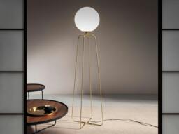 Rackhams Floor Lamp Golden Steel and White Glass 8047 - thumbnail 3