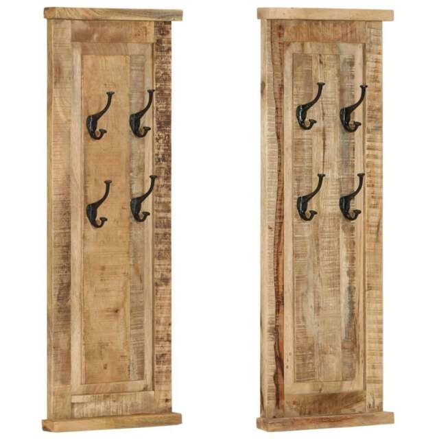 Rackhams Coat Racks 2 pcs Solid Wood Mango 38x100 cm