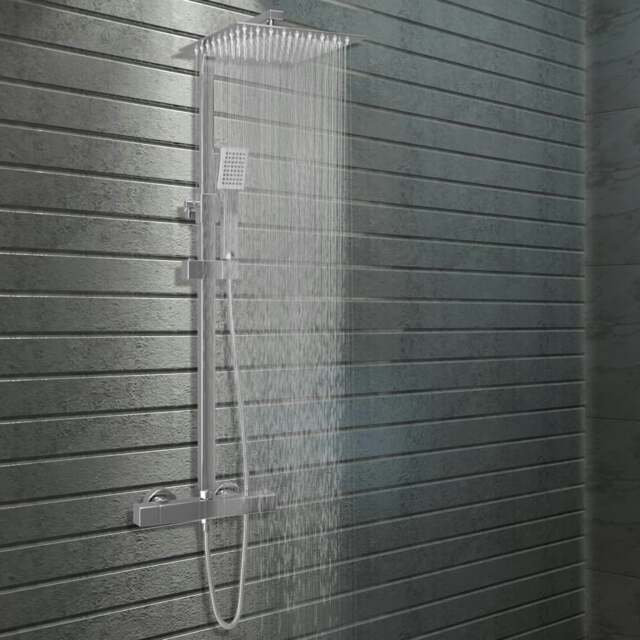 Rackhams Dual Head Shower Set with Thermostat Stainless Steel