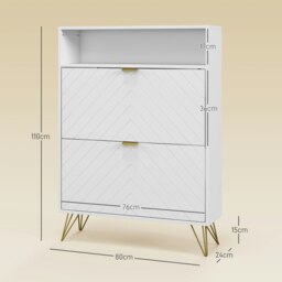 Rackhams Narrow Shoe Storage Cabinet with 2 Flip Drawers for 12 Pairs of Shoes - thumbnail 5