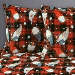 Rackhams Gonks Check Flannel Printed Cotton Blend Duvet Cover and Pillowcase Set - Red - King - thumbnail 2