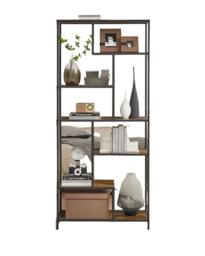 Rackhams Rustic 6-Tier Geometric Bookcase – Industrial Display Shelf for Living Room, Study, Kitchen - thumbnail 3