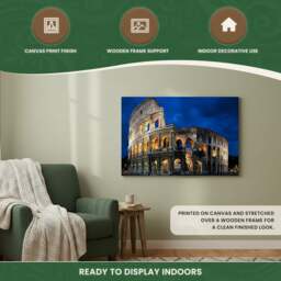 Rackhams Roman Coliseum Print LED Canvas, 60 x 40 cm, Stretched Wooden Frame, 6 LED Lights in the Arches, Battery Powered with Switch - thumbnail 5