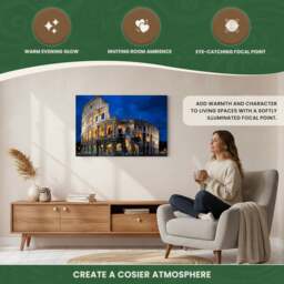 Rackhams Roman Coliseum Print LED Canvas, 60 x 40 cm, Stretched Wooden Frame, 6 LED Lights in the Arches, Battery Powered with Switch - thumbnail 2