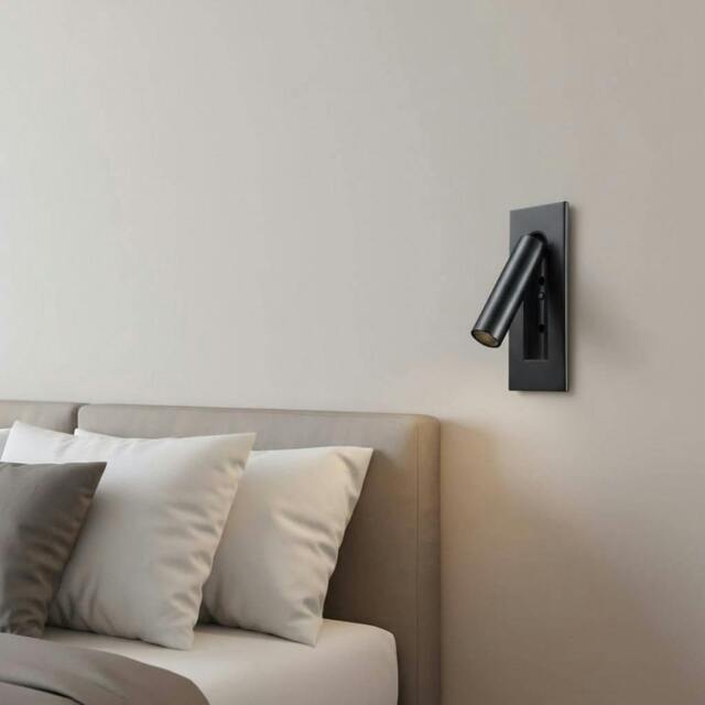 Rackhams 3 Watt Black Recessed Adjustable LED Reading Wall Light - image 1