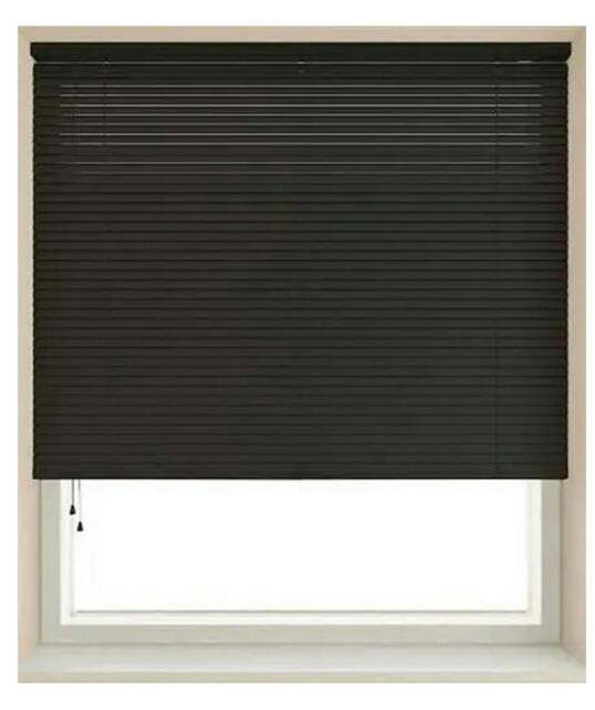 Rackhams Black 25mm Slat PVC Venetian Blind (152cm Drop) - 45cm - image 1