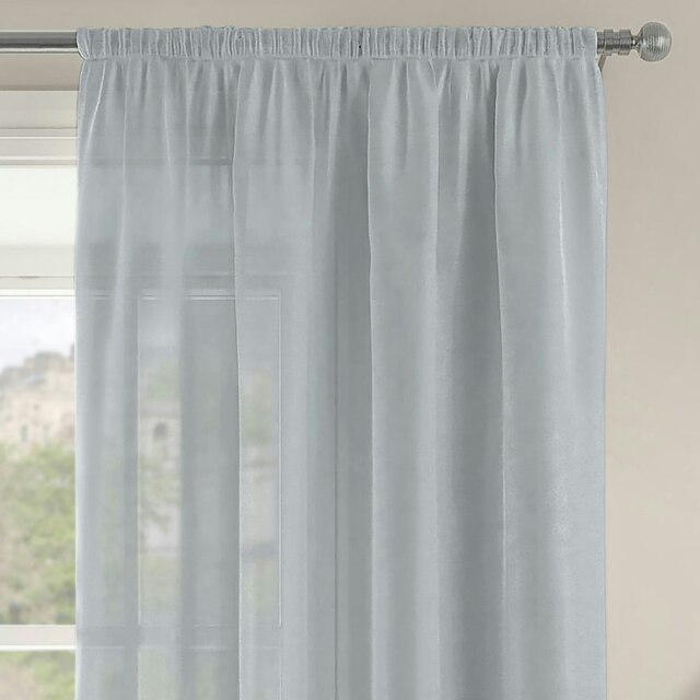 Rackhams Riva Slot Top Single Voile Panel - 150cm x 122cm - Silver