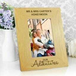 Rackhams Personalised Our Adventures 6x4 Oak Finish Photo Frame - thumbnail 1